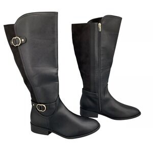 NIB Karen Scott Leandraa Dark Brown Wide Calf Riding Boots Womens Sz 8 W/XWC